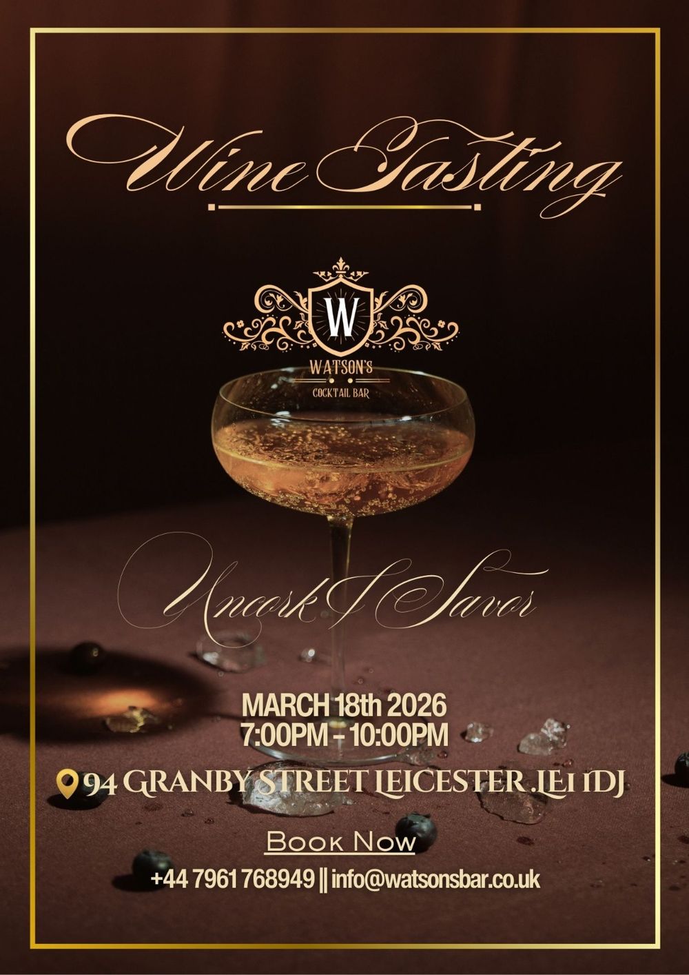 Watson's Bar wine tasting event, 18 March 2026